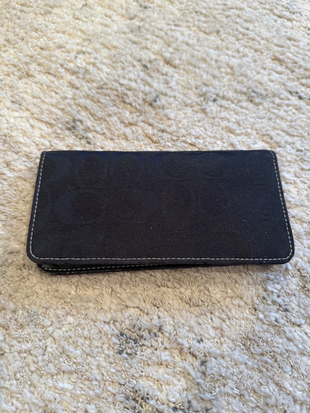 Coach Black Signature Fabric Folio Checkbook Holder